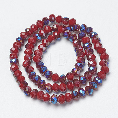 Electroplate Opaque Solid Color Glass Beads Strands EGLA-A034-P6mm-I16-1