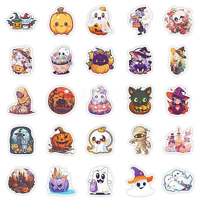 50Pcs Halloween PVC Adhesive Waterproof Stickers PW-WG3F5AA-01-1