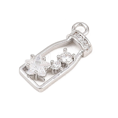 Brass Micro Pave Clear Cubic Zirconia Pendants KK-D225-02P-1