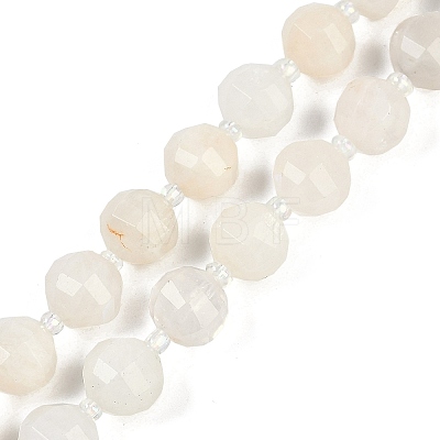 Natural White Moonstone Beads Strands G-G182-B09-05-1