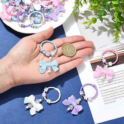 5Pcs Acrylic & Glass Seed Pendant Decorations HJEW-YW00327-02-1