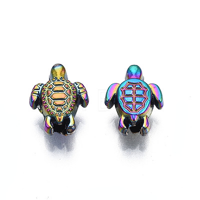 Rack Plating Rainbow Color Alloy Beads PALLOY-S180-343-1