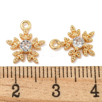 Flower Brass Micro Pave Cubic Zirconia Pendants X-KK-N254-102G-01-1