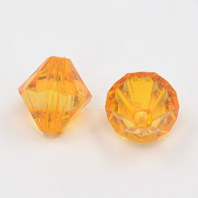 Faceted Bicone Transparent Acrylic Beads DBB14MM-1