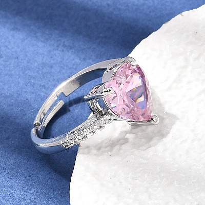 Brass Pave Cubic Zirconia Cuff Open Rings CU-CBA5C10-20P-1