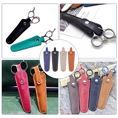 4Pcs 4 Colors PU Leather Hairdressing Scissor Pouch AJEW-FG0002-33-1