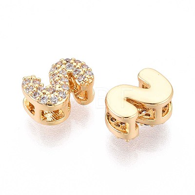 Brass Micro Pave Clear Cubic Zirconia Beads KK-T071-17G-S-1