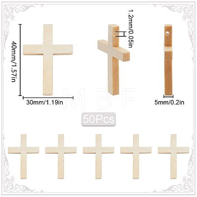 50Pcs Wood Pendants WOOD-SC0001-69-1
