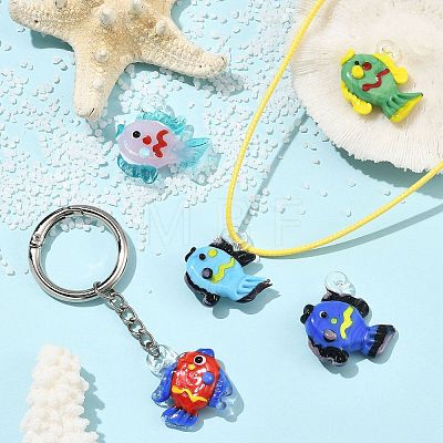 5Pcs 5 Colors Handmade Lampwork Pendants LAMP-FS0001-80B-1