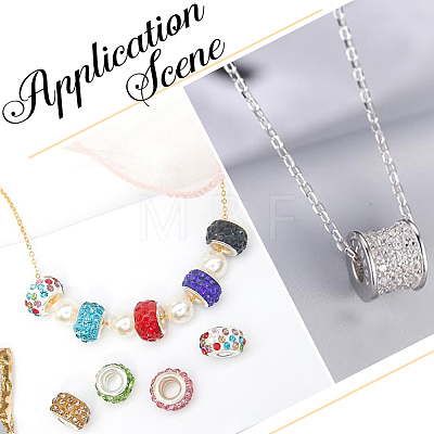 Handmade Polymer Clay Rhinestone European Large Hole Beads with Silver Color Plated Brass Cores FPDL-PA0001-02E-1