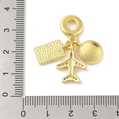 Rack Plating Brass Micro Pave Clear Cubic Zirconia Enamel European Dangle Charms X-KK-S380-28G-1