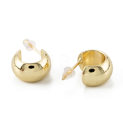 Brass Stud Earrings ZIRC-P088-05G-1