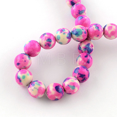 Dyed Natural Ocean White Jade Round Bead Strands X-G-R295-6mm-10-1