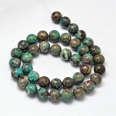Dyed Natural Ocean Agate/Ocean Jasper Round Beads Strands G-E331-30A-1