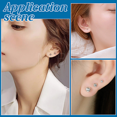 30Pairs 3 Styles 925 Sterling Silver Stud Earrings for Women EJEW-PH0002-09-1