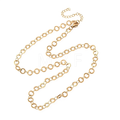 304 Stainless Steel 6MM Ring Link Chain Necklaces NJEW-P343-01A-G-1