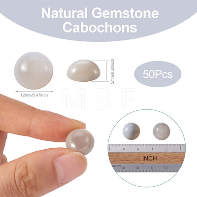 Natural Gray Agate Cabochons G-R416-12mm-15-1