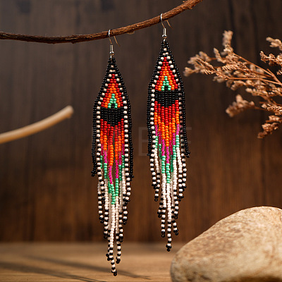 Handmade Glass Beaded Dangle Earrings UR8202-1