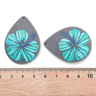 Flower Theme Spray Painted Acrylic Pendants OACR-P027-02A-1