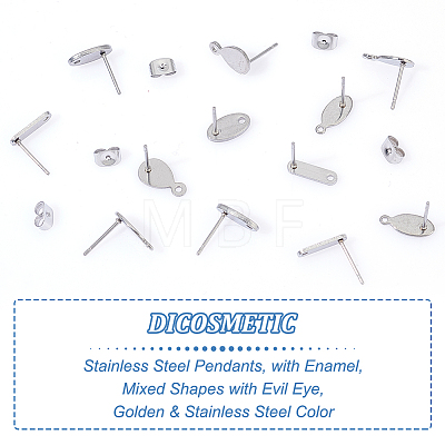 80Pcs 4 Style 304 Stainless Steel Stud Earring Findings STAS-DC0009-96-1