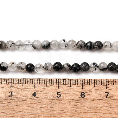 Natural Tourmalinated Quartz/Black Rutilated Quartz Beads Strands G-K305-21-C-01-1