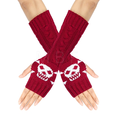 Acrylic Fiber Knitted Mittens Fingerless Gloves PW-WGEEF61-02-1