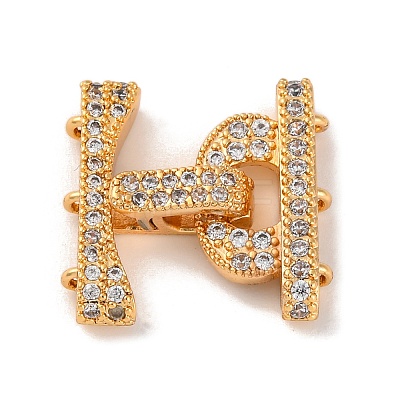 Brass Micro Pave Clear Cubic Zirconia Fold Over Clasps KK-C076-03G-1