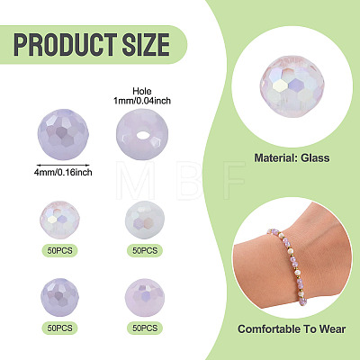 200Pcs 4 Colors Electroplate Glass Beads EGLA-TA0013-64-1