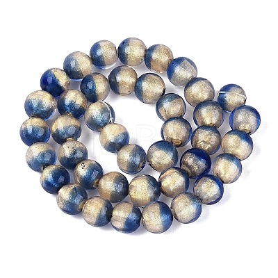Handmade Lampwork with Gold Powder Beads Strands LAMP-N037-06B-01-1