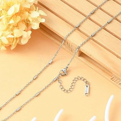 304 Stainless Steel Column Link Chain Necklace for Men Women NJEW-YW0001-15-1