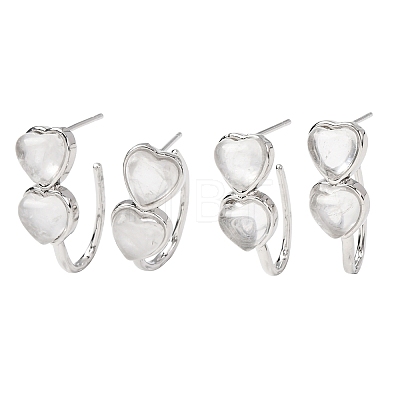 Valentine's Day Heart Natural Quartz Crystal Stud Earrings EJEW-T053-01P-08-1
