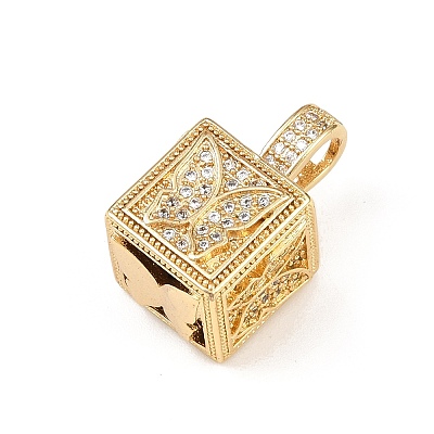 Brass Micro Pave Cubic Zirconia Pendants KK-F919-10B-G-1
