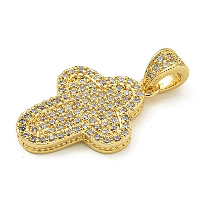 Rack Plating Brass Micro Pave Clear Cubic Zirconia Pendants KK-Z067-03G-02-1