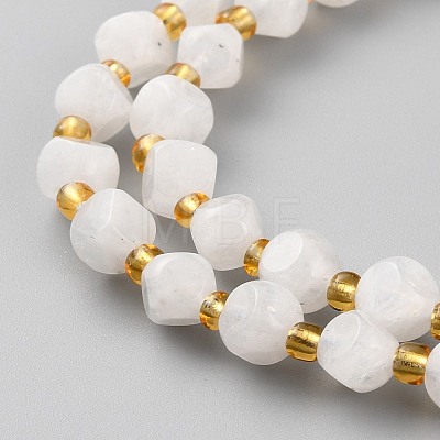 Natural Rainbow Moonstone Beads Strands G-A030-B34-6mm-A-1