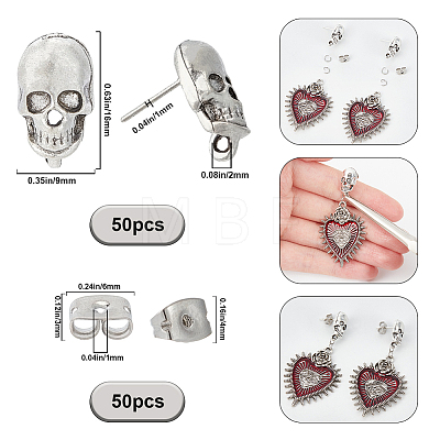SUNNYCLUE 50Pcs Tibetan Style Stud Earring Findings TIBE-SC0009-34-1
