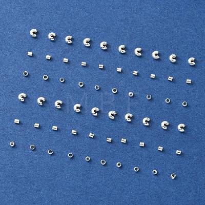 300Pcs 3 Style Iron & Brass Crimp Beads Covers KK-YW0002-16-1