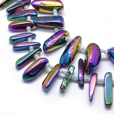 Electroplated Natural Agate Bead Strands G-E502-02A-1