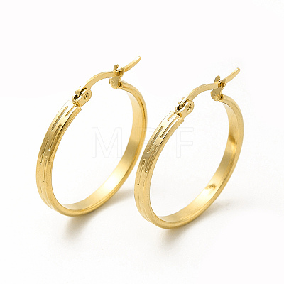 201 Stainless Steel Stripe Hoop Earrings with 304 Stainless Steel Pins for Women EJEW-M214-05D-G-1