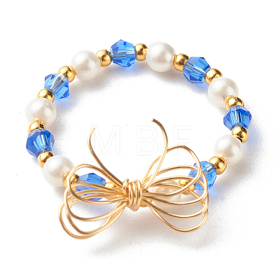 Imitate Austrian Crystal Bicone Glass Beaded Finger Rings X1-RJEW-TA00003-04-1