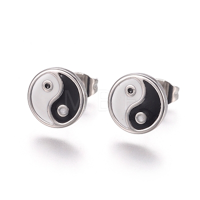 Feng Shui 304 Stainless Steel Stud Earrings EJEW-I235-16-1