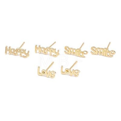 Brass Stud Earrings EJEW-P346-02-G-1