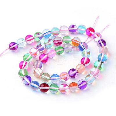 Synthetic Moonstone Beads Strands G-R375-6mm-B08-1