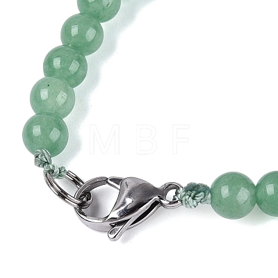 Natural Green Aventurine Round & Cone Beaded Necklaces NJEW-N064-03I-1