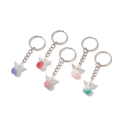 Imitation Pearl Acrylic Keychains AC-CJC990-P-1