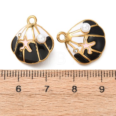 304 Stainless Steel Enamel with ABS Iimitation Pearl Pendants STAS-Z193-07G-1