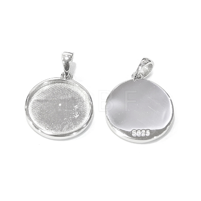 Anti-Tarnish Rhodium Plated 925 Sterling Silver Pendant Cabochon Settings STER-I017-017P-1