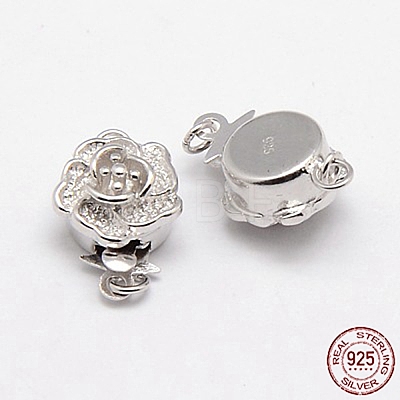 Anti-Tarnish Rhodium Plated 925 Sterling Silver Box Clasps STER-A030-64-1