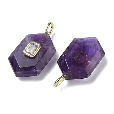 Natural Amethyst Faceted Pendants G-F819-01G-03-1