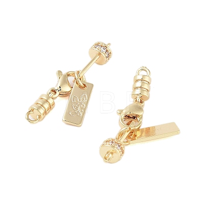 Brass Micro Pave Clear Cubic Zirconia Lobster Claw Clasps KK-Z059-14G-1