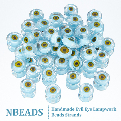  1 Strand Handmade Evil Eye Lampwork Beads Strands LAMP-NB0001-69-1